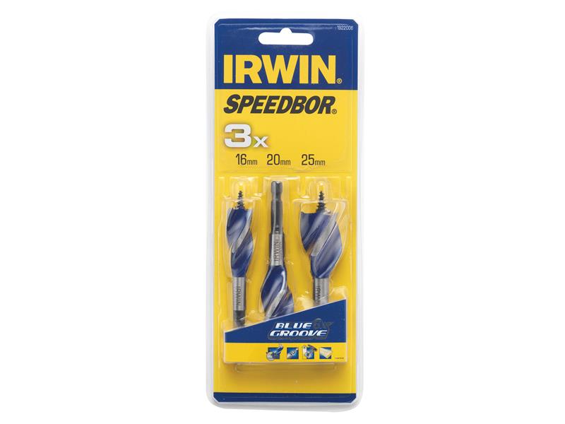 IRWIN® Blue Groove 6X Stubby Wood Bit Set, 3 Piece 16-25mm IRW1922006
