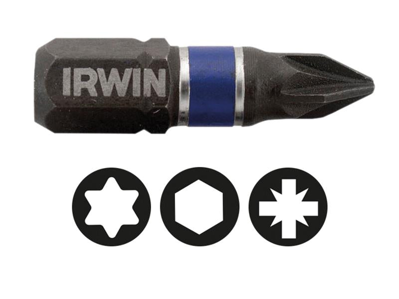 IRWIN® Impact Screwdriver Bits Pozi PZ1 25mm (Pack 2) IRW1923352