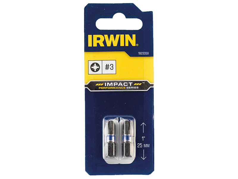 IRWIN® Impact Screwdriver Bits Pozi PZ1 25mm (Pack 2) IRW1923352