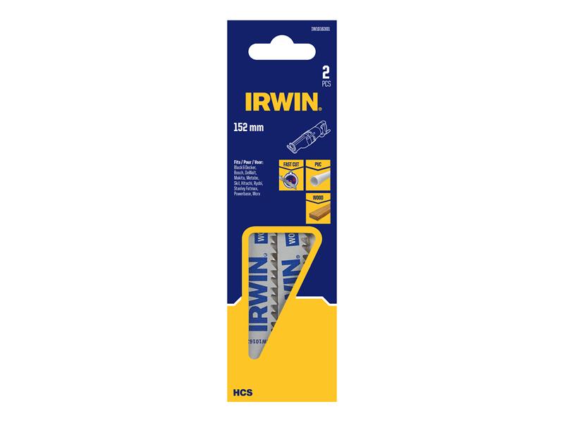 IRWIN Sabre Saw Blade For Wood PVC Cutting 152mm Pack of 2 IRWIW1016301