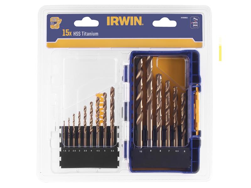 IRWIN HSS Titanium Metal Drill Bit Set, 15 Piece IRWIW3038501