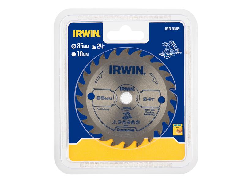 IRWIN General Purpose Circular Saw Blade 85 x 10mm x 24T ATB IRWIW7072604