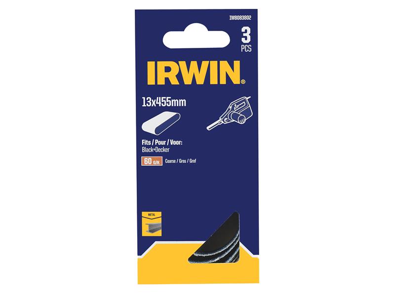 IRWIN Powerfile Zirconium Sanding Belt 13 x 451mm 60G Pack 3 IRWIW8083802