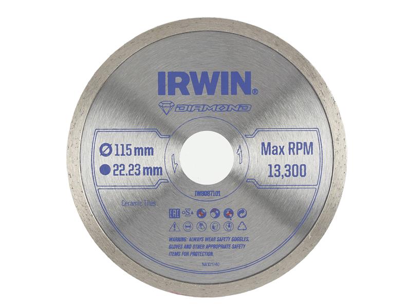 IRWIN Angle Grinder Continuous Rim Diamond Blade 115 x 22.23mm IRWIW8087101