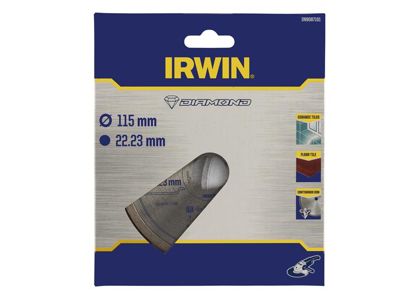 IRWIN Angle Grinder Continuous Rim Diamond Blade 115 x 22.23mm IRWIW8087101