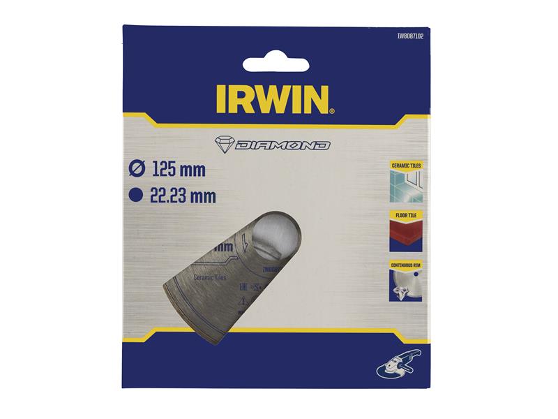 IRWIN Angle Grinder Continuous Rim Diamond Blade 125 x 22.23mm IRWIW8087102