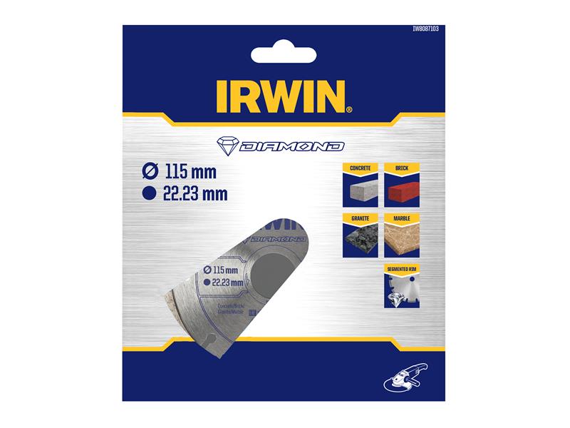 IRWIN Angle Grinder Segmented Diamond Blade 115 x 22.23mm Ceramics IRWIW8087103