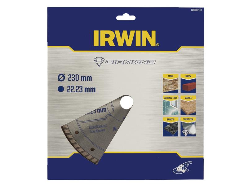 IRWIN Angle Grinder Diamond Blade 230 x 22.23mm Stone Ceramics etc IRWIW8087110