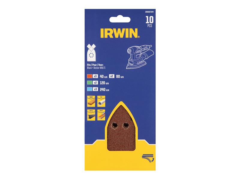 IRWIN Multi Sander Sanding Sheet Set 10 Piece Mixed Grits IRWIW8087304
