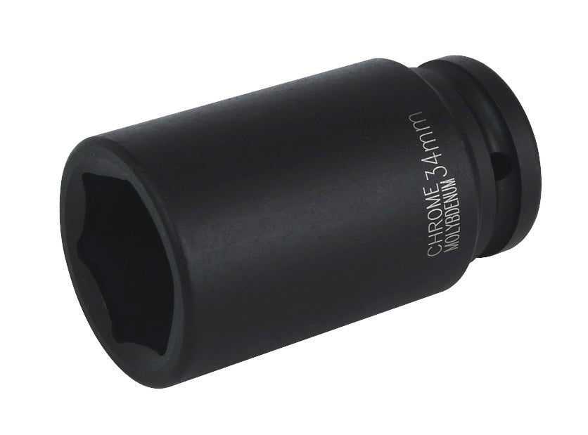 Sealey 34mm 3/4" Drive Deep Metric Impact Socket Hexagon 6 Point Black IS3434D