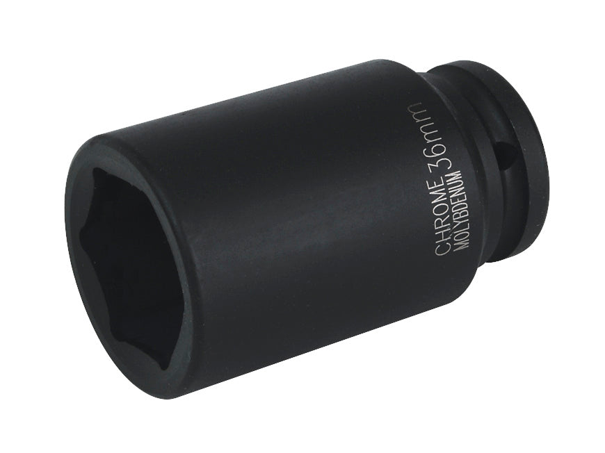 Sealey 36mm 3/4" Drive Deep Metric Impact Socket Hexagon 6 Point Black IS3436D