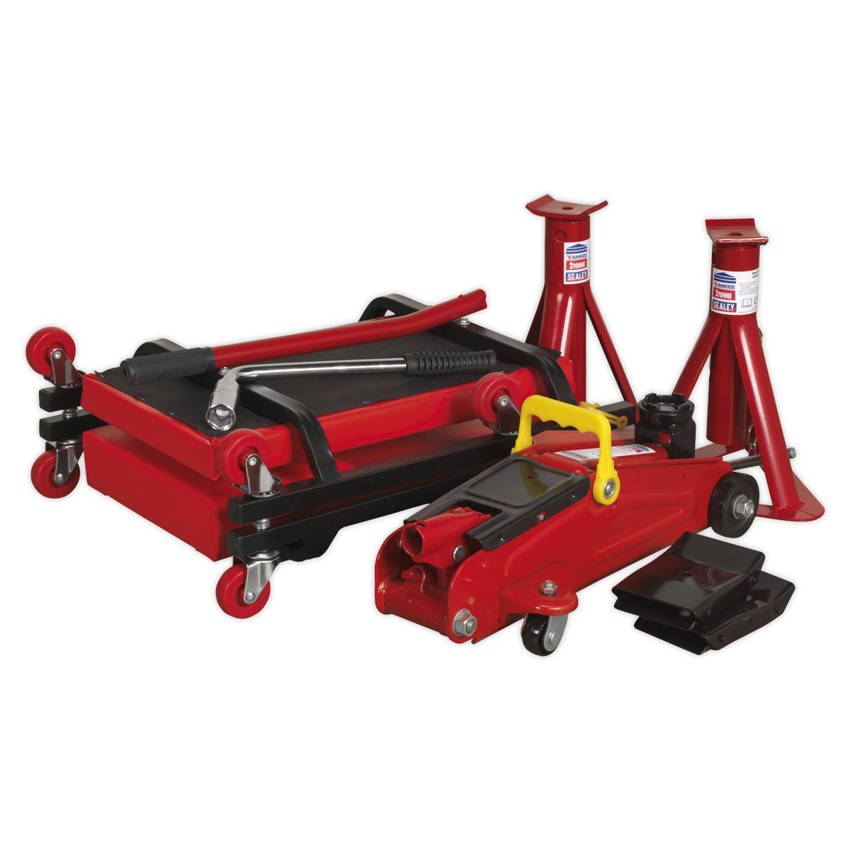Sealey Lifting Kit 5pc 2 Tonne (Inc Jack, Axle Stands, Creeper, Chocks & Wrench) JKIT01