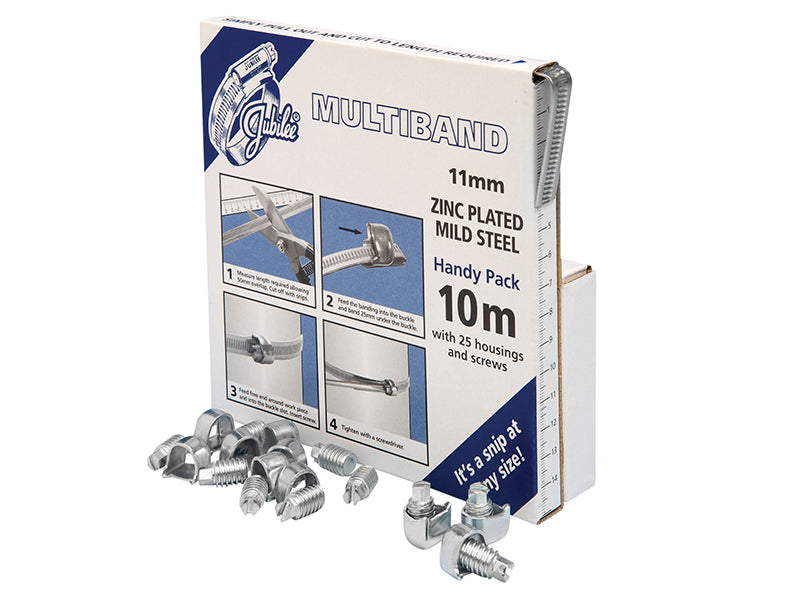 Jubilee® Multiband Mild Steel Handy Pack 11mm (10m + 25 Housings/Screws) JUB1708
