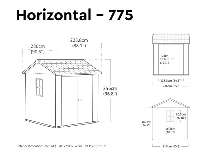 Keter Newton Shed Brown 7.5 x 7ft Capacity 303.7 cu ft Entry 139cm KET250086