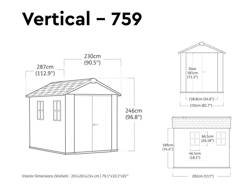 Keter Newton Shed Brown 7.5 x 9ft Capacity 395.5243 cu ft Entry 140cm KET250087