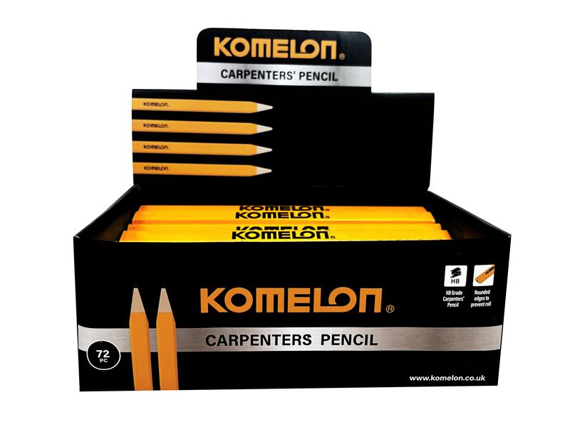 Komelon HB Carpenter's Pencils Box of 72 Rounded Edges KOMKCP72