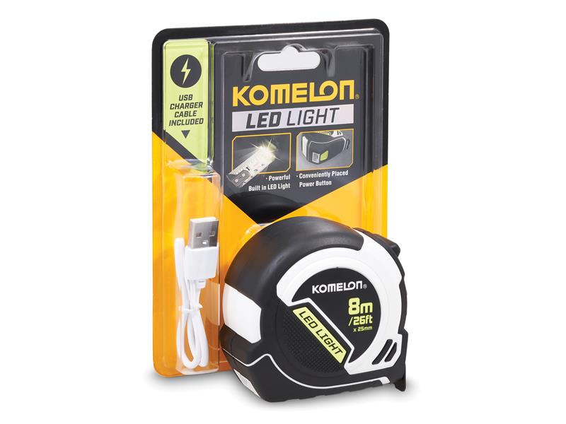 Komelon LED LIGHT Tape Measure 8m/26ft (Width 25mm) KOMPLD85ME
