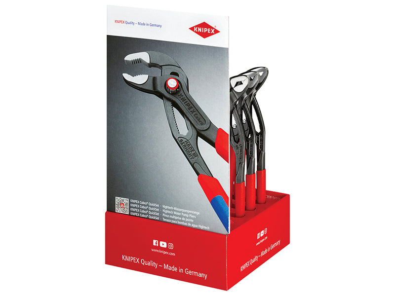 Knipex Cobra Quickset Waterpump Pliers Counter Display 10 x KPX001801V25