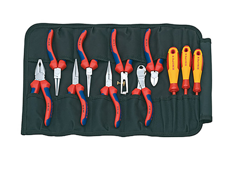 Knipex Electrical Pliers And Screwdriver Set in Tool Roll 11 Piece KPX001941