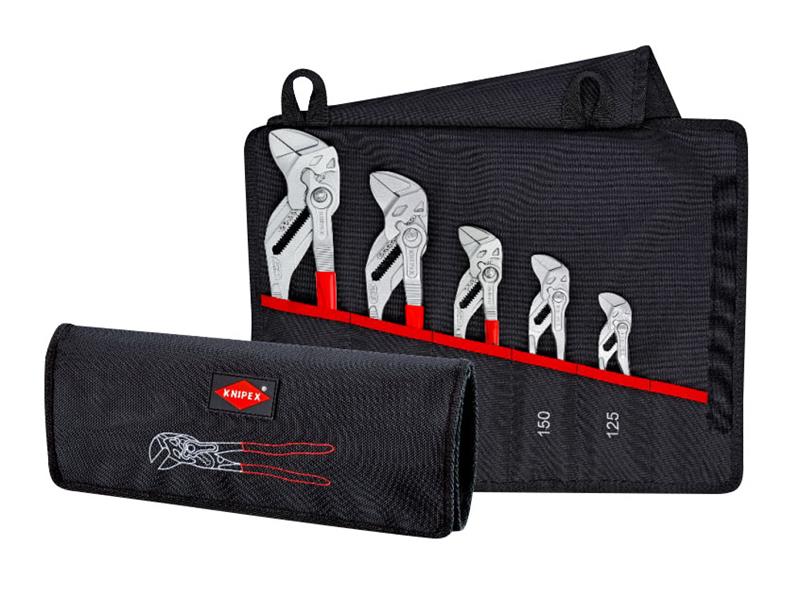 Knipex Pliers Wrench Set 5 Piece Fast adjustment Lever Ratio 10-1 KPX001955S4