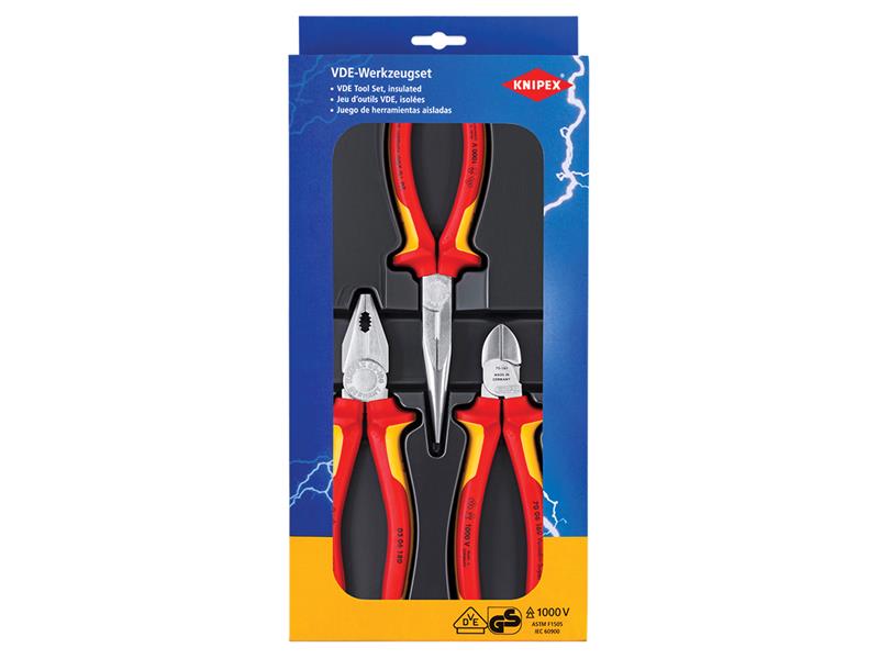 Knipex Elektro VDE Pliers Set, 3 Piece KPX002012
