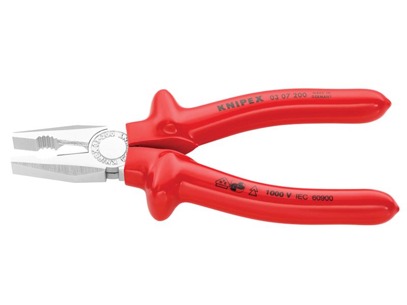 Knipex VDE Combination Pliers Dipped Handles 200mm KPX0307200