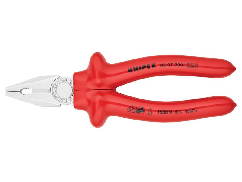 Knipex VDE Combination Pliers Dipped Handles 200mm KPX0307200