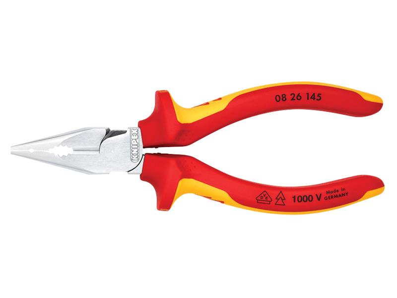 Knipex VDE High Leverage Needle Nose Pliers 145mm KPX0826145
