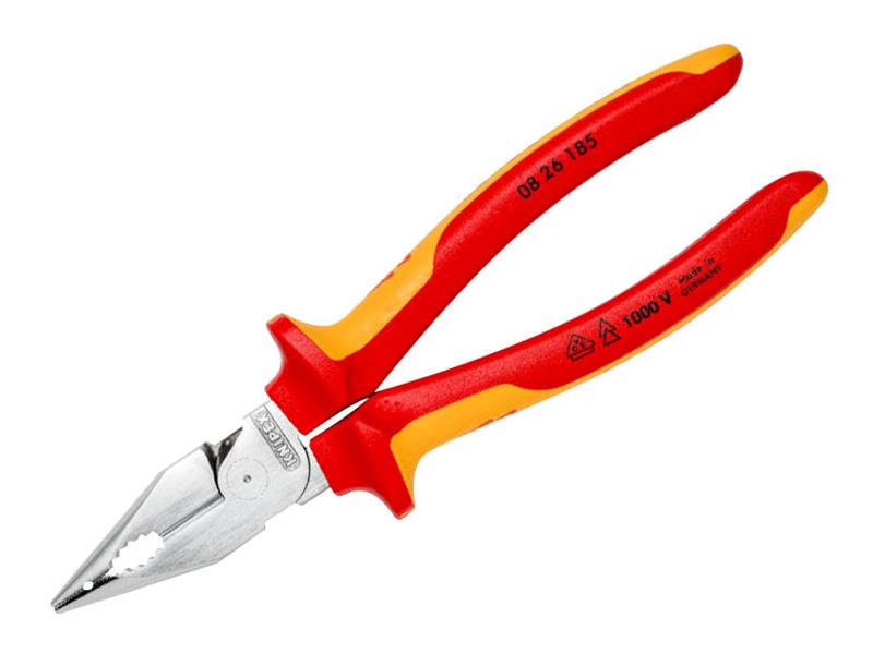 Knipex VDE Needle Nose Combination Pliers 185mm Tested To 10,000V KPX0826185SB