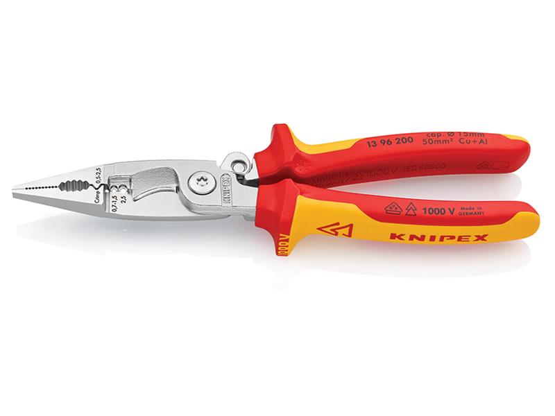 Knipex VDE Multifunctional Installation Pliers with Opening Spring 200mm KPX1396200