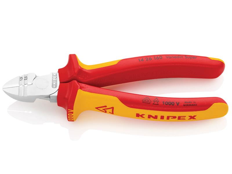 Knipex VDE Diagonal Insulation Stripper & Side Cutter 160mm KPX1426160