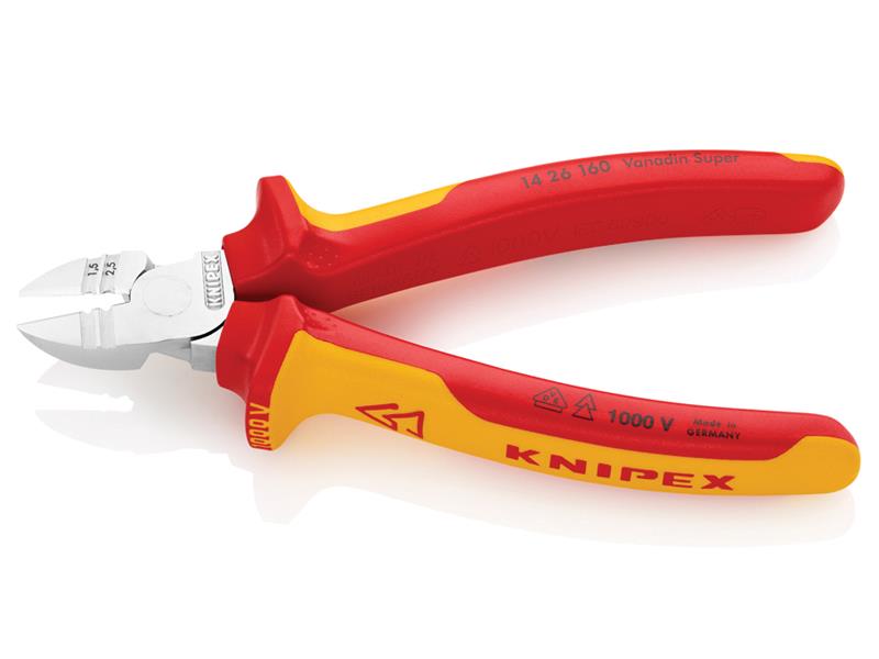 Knipex VDE Diagonal Insulation Stripper & Side Cutter 160mm KPX1426160