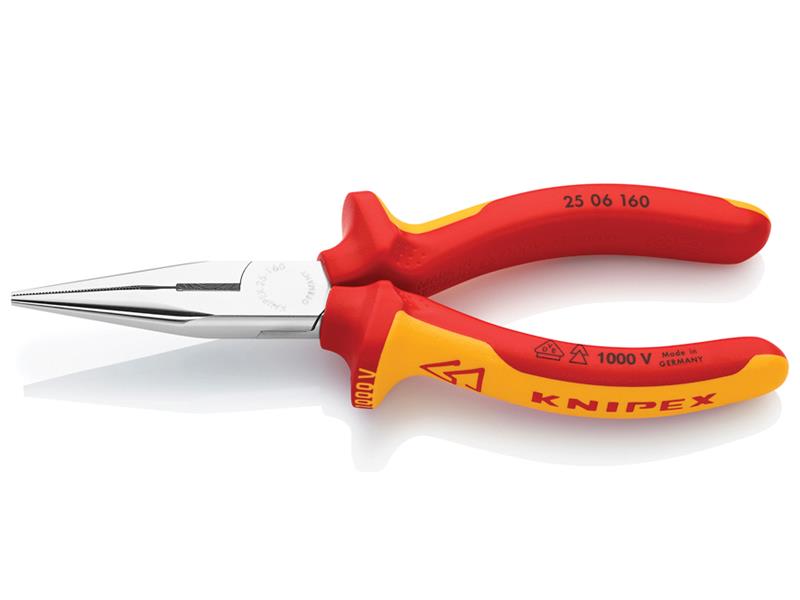 Knipex VDE Snipe Nose Side Cutting Pliers (Radio) 160mm KPX2506160
