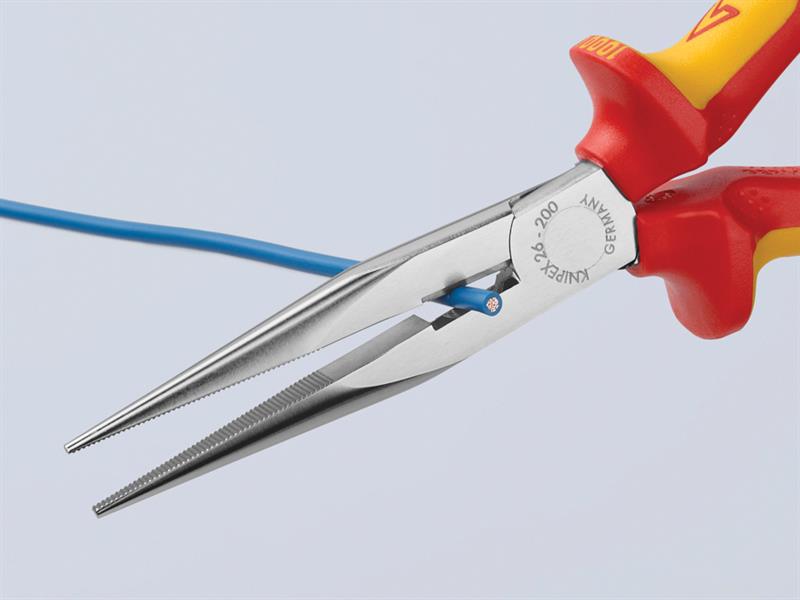 Knipex VDE Long Snipe Nose Side Cutting Pliers 200mm KPX2616200