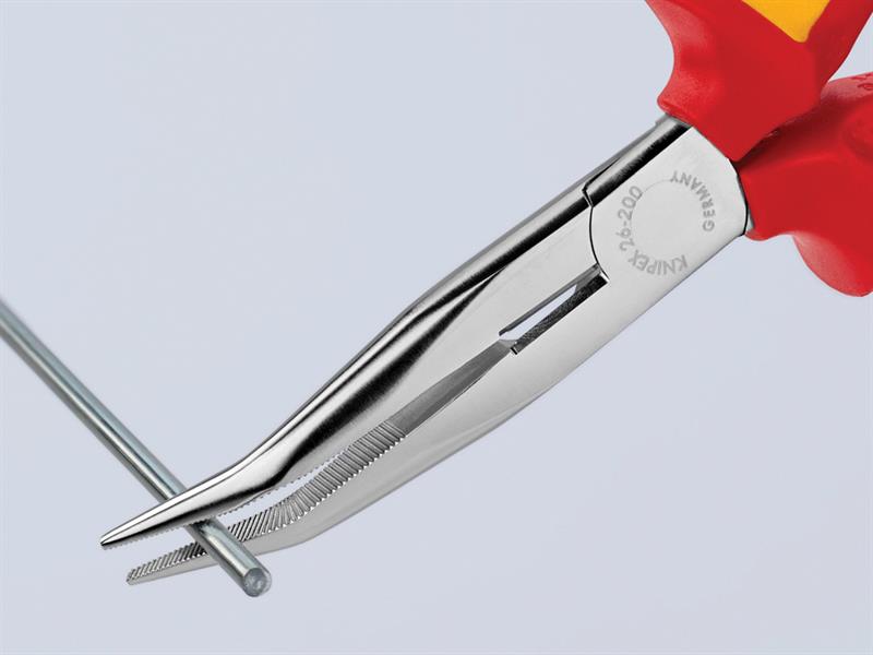 Knipex VDE Long Bent Snipe Nose Side Cutting Pliers 200mm KPX2626200
