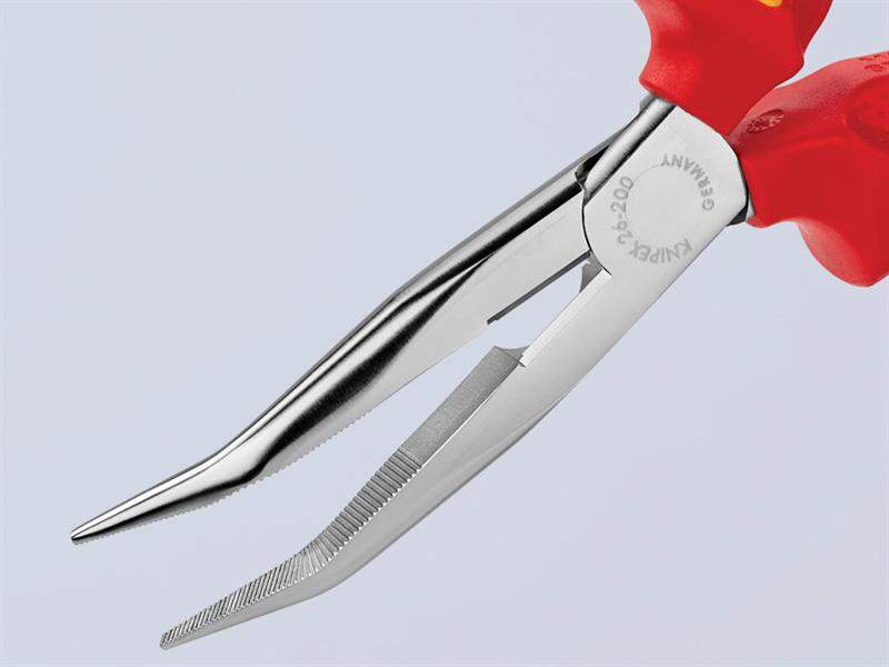 Knipex VDE Long Bent Snipe Nose Side Cutting Pliers 200mm KPX2626200
