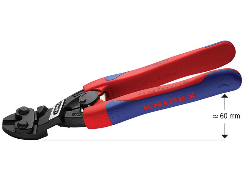 Knipex Compact Bolt Cutters 20° Head Multi Component Grip 200mm 7122200