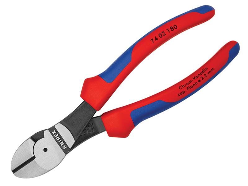 Knipex High Leverage Diagonal Cutters Multi-Component Grip 180mm KPX7402180