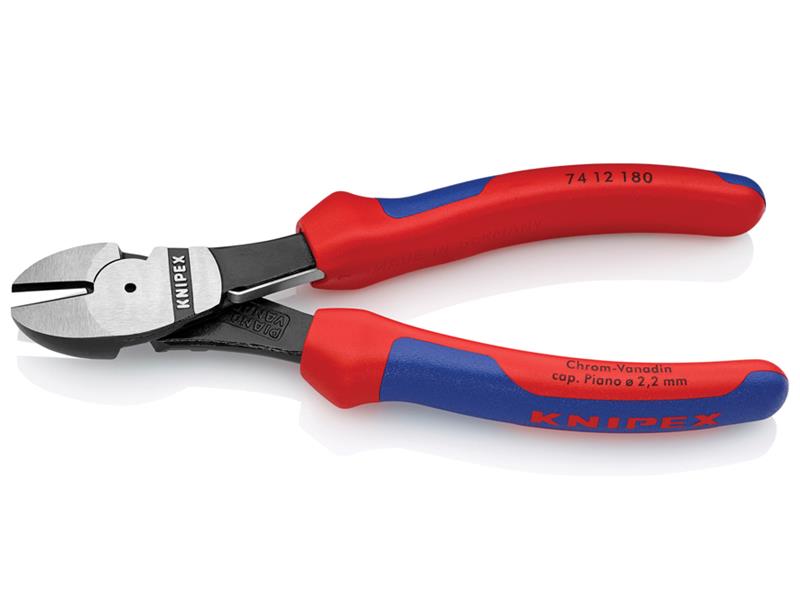 Knipex High Leverage Diagonal Cutters Multi-Component Grip with Spring 180mm KPX7412180