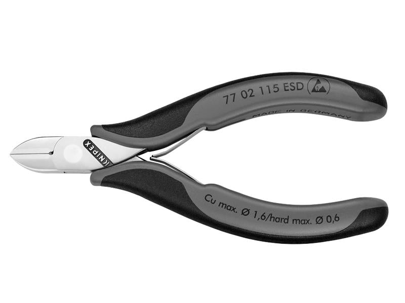 Knipex ESD Electronics Diagonal Cutters - Round Head Small Bevel 115mm KPX7702ESD