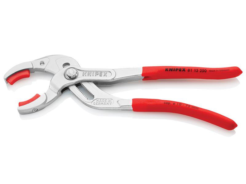 Knipex Plastic Pipe Grip Pliers Plastic Jaws Chrome 250mm - 75mm Capacity KPX8113250