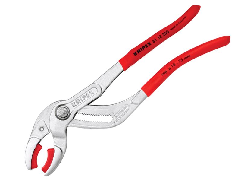 Knipex Plastic Pipe Grip Pliers Plastic Jaws Chrome 250mm - 75mm Capacity KPX8113250