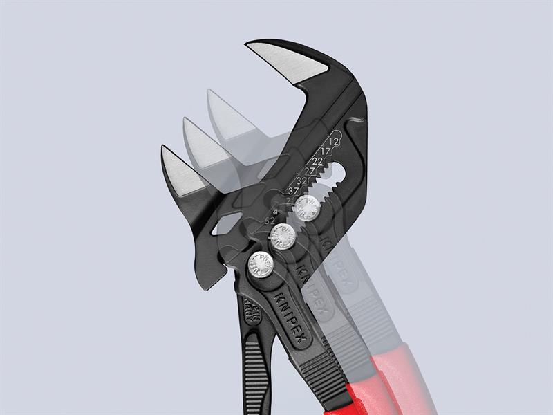 Knipex Pliers Wrench PVC Grip 250mm Smooth Jaws Capacity 52mm KPX8601250