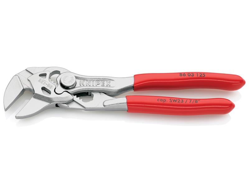Knipex Mini Pliers Wrench PVC Grips 125mm Smooth Parallel Jaws KPX8603125