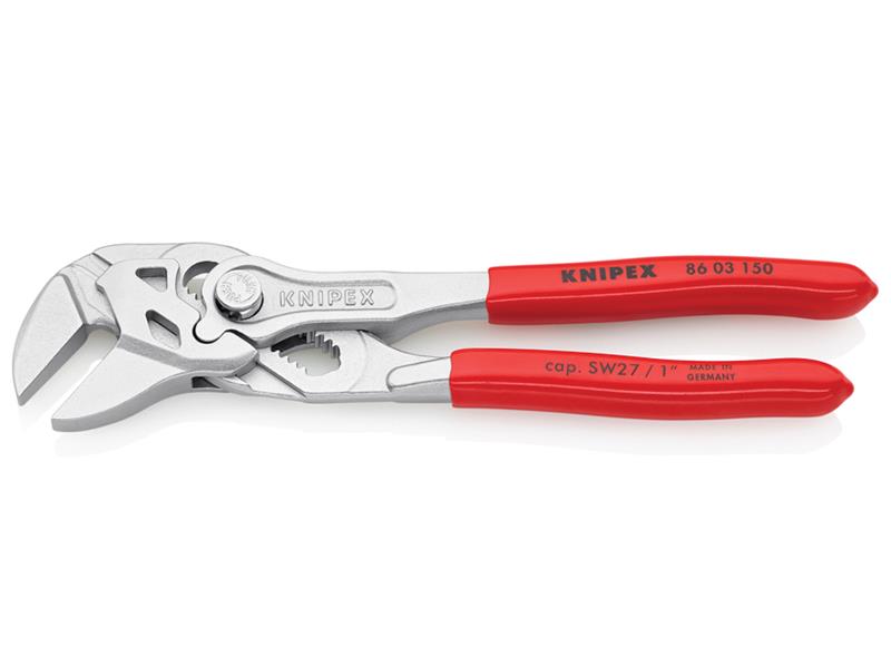 Knipex Mini Pliers Wrench PVC Grip 150mm Smooth Parallel Jaws KPX8603150