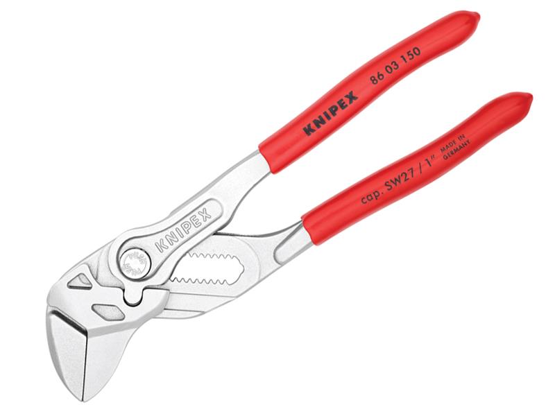 Knipex Mini Pliers Wrench PVC Grip 150mm Smooth Parallel Jaws KPX8603150