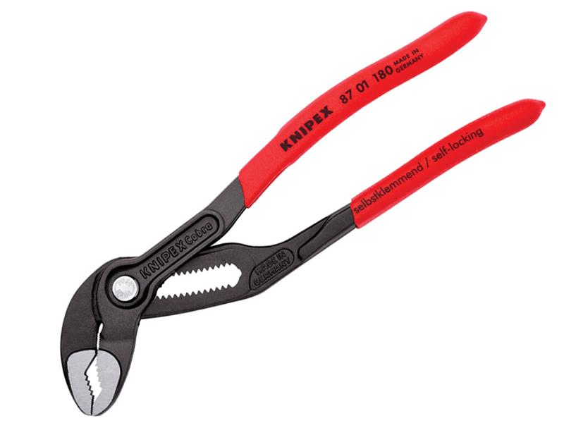Knipex Cobra Water Pump Pliers PVC Grip 180mm Press Button Action KPX8701180