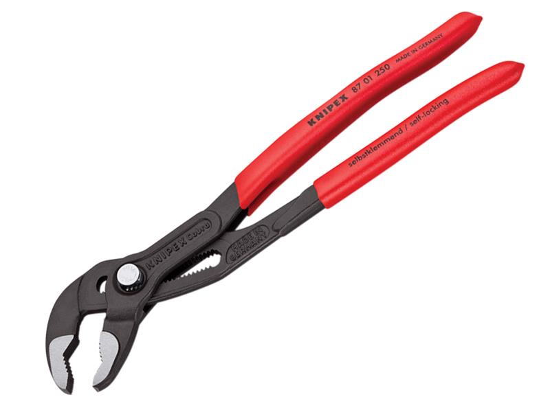 Knipex Cobra Water Pump Pliers PVC Grip 250mm Press Button Action KPX8701250