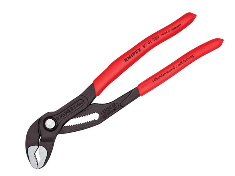 Knipex Cobra Water Pump Pliers PVC Grip 250mm Press Button Action KPX8701250