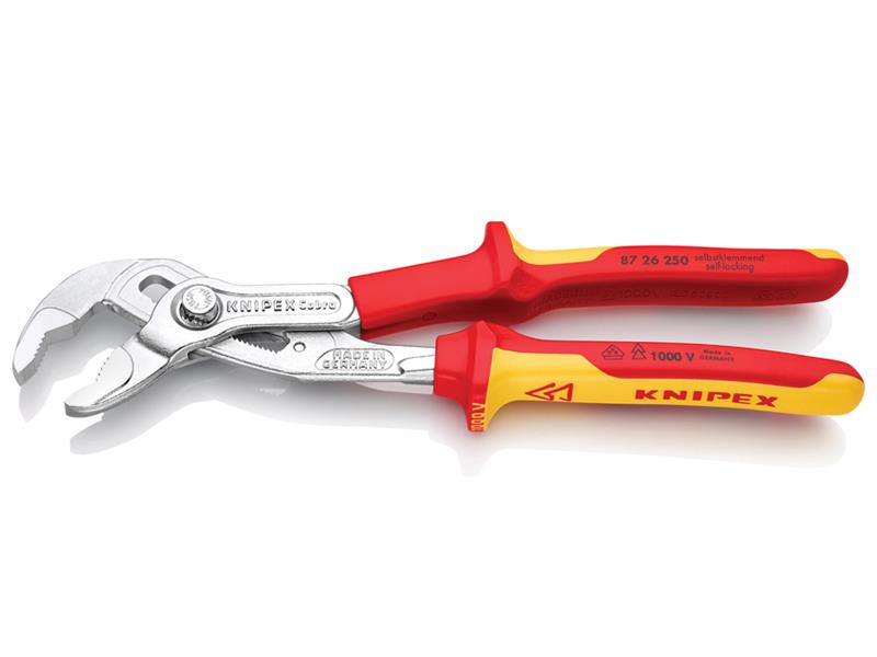 Knipex VDE Cobra Water Pump Pliers 250mm Fine Adjustment KPX8726250